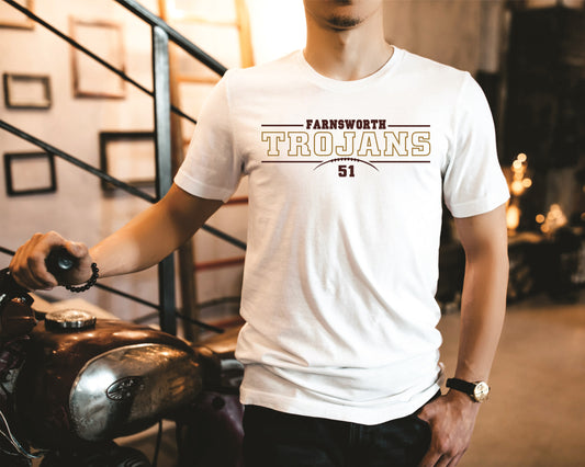 Farnsworth Trojans Custom Number Football T Shirt