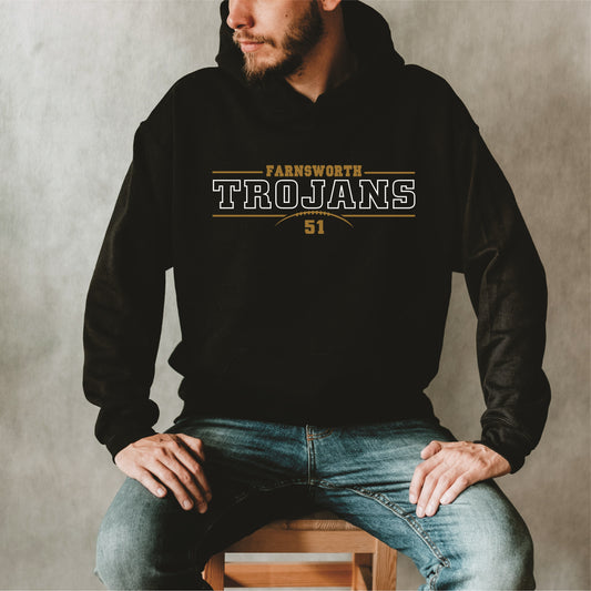 Rigby Farnsworth Trojans Custom Number Football Hoodie