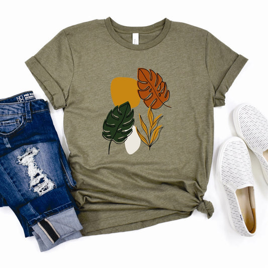 Abstract Fall Design With Leaves Tee