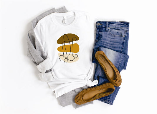 Abstract Fall Design With 3 Big Shapes & Scribbles Tee