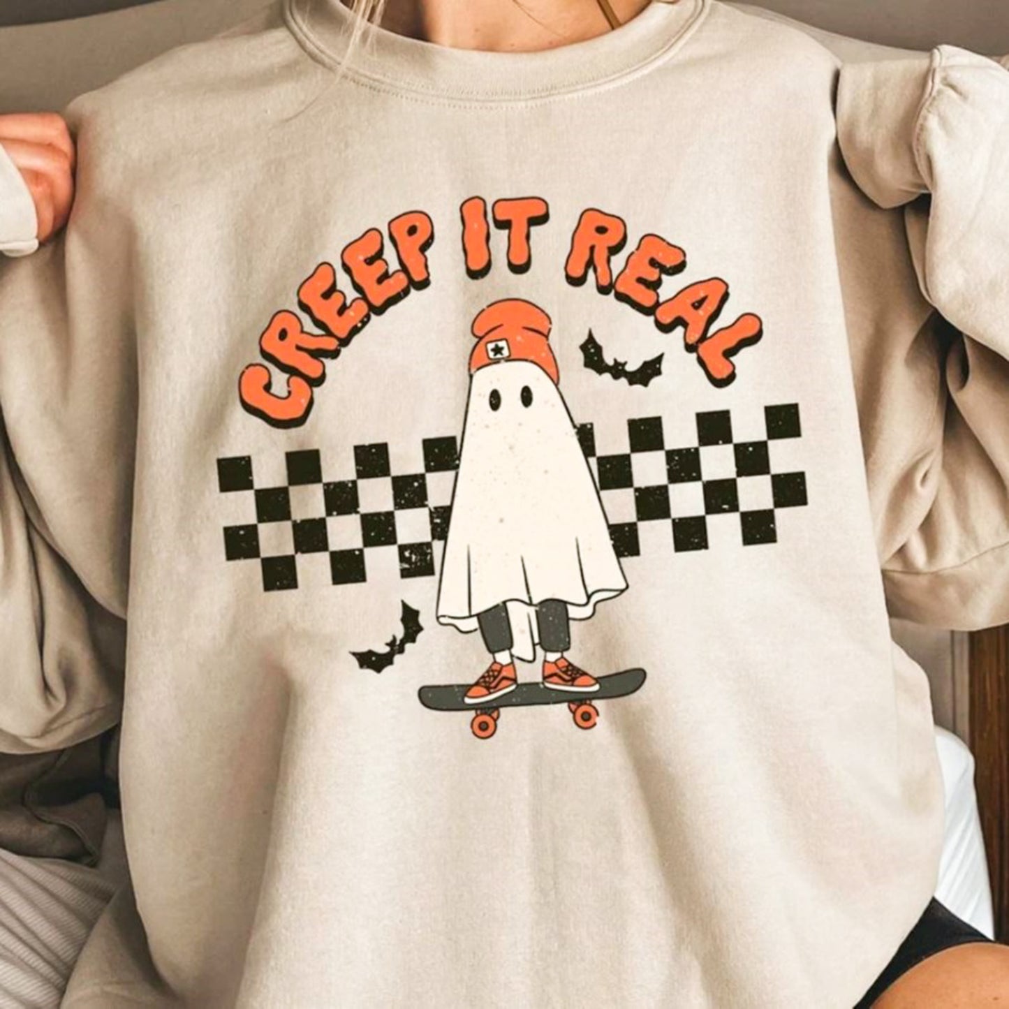 Creep It Real Skateboarding Ghost Crew Sweatshirt