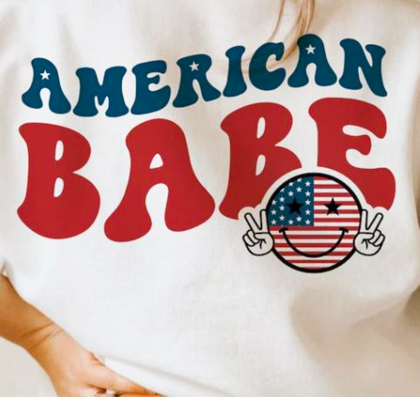 American Babe With Smiley Face & Peace Signs Tee