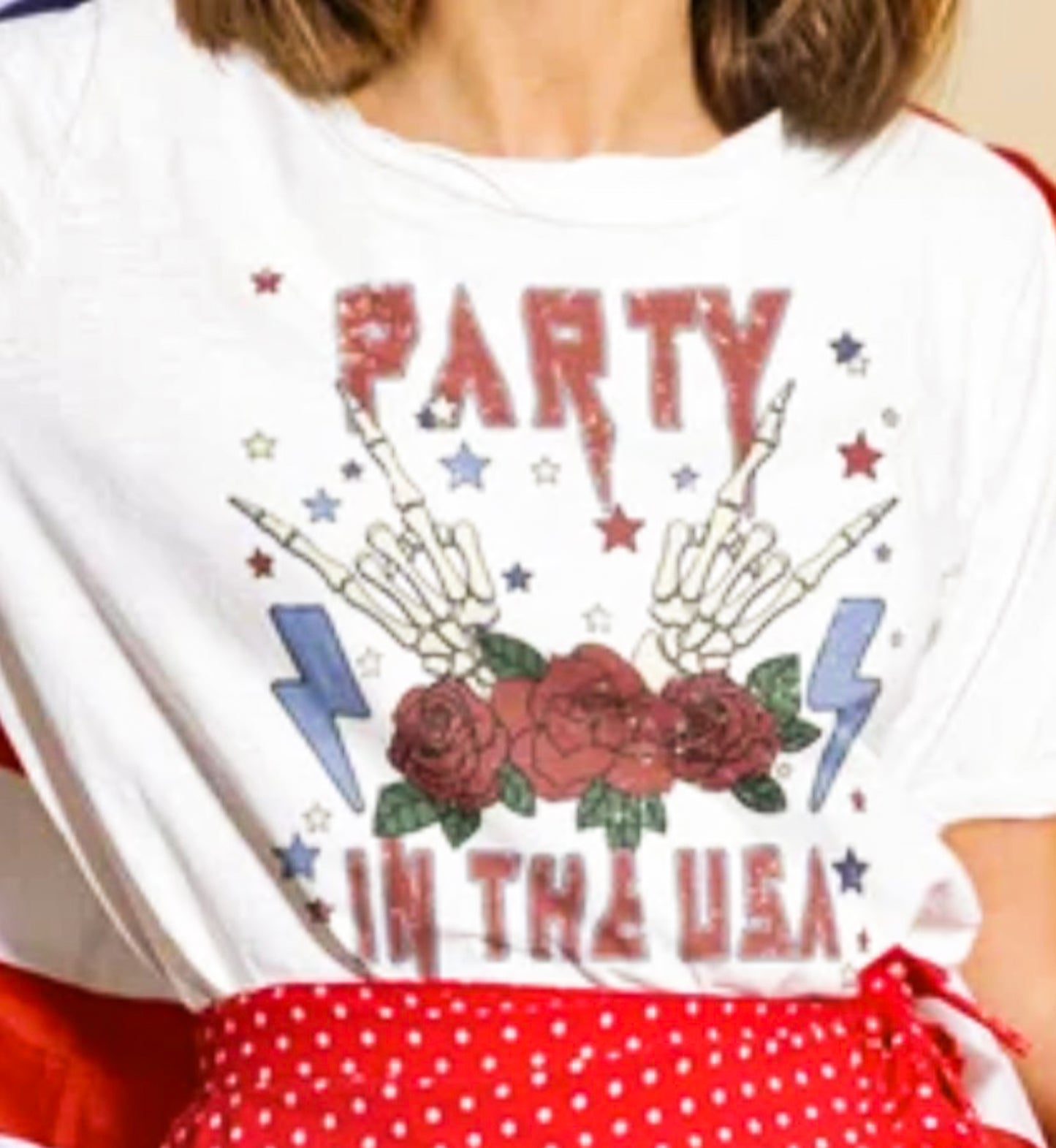 Party In The USA With Skeleton Hands Tee