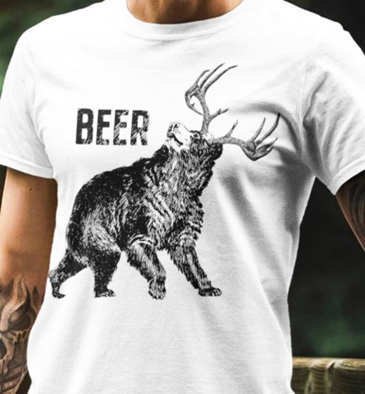 Beer Bear With Antlers Tee