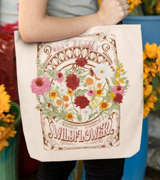 Grow Freely Wildflower Canvas Bag