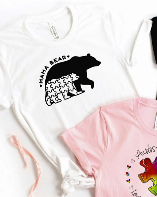 Autism Mama Bear T-Shirt or Crew Sweatshirt