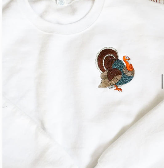 Turkey Pocket Embroidered Crew Sweatshirt