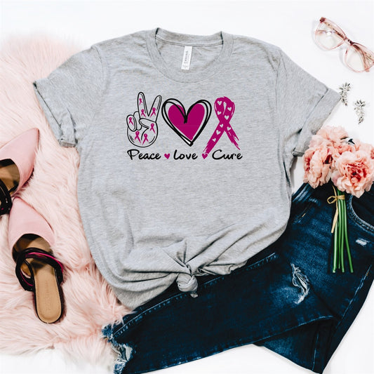Peace Love Cure Breast Cancer Tee