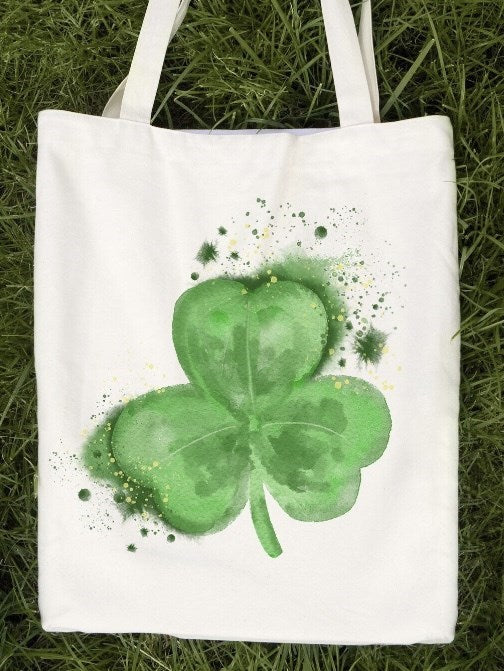 Watercolor Shamrock Canvas Bag