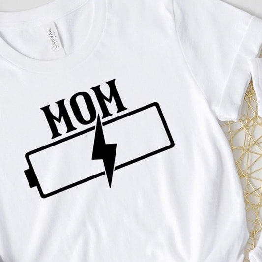 Mom Battery Life T-Shirt or Crew Sweatshirt