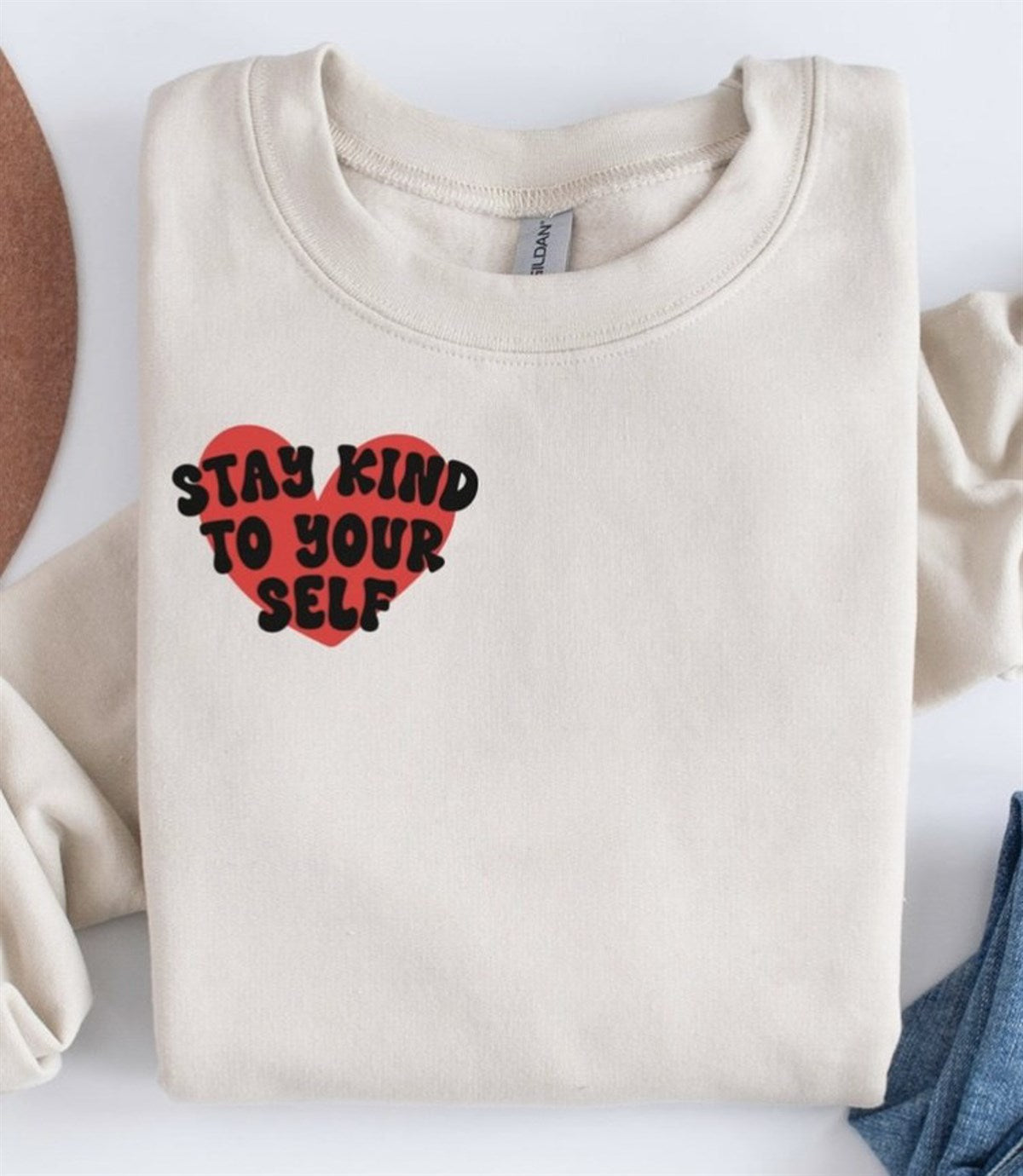 Stay Kind To Yourself In Heart Crew Sweatshirt