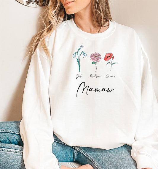 Custom Birth Flower Crew Sweatshirts