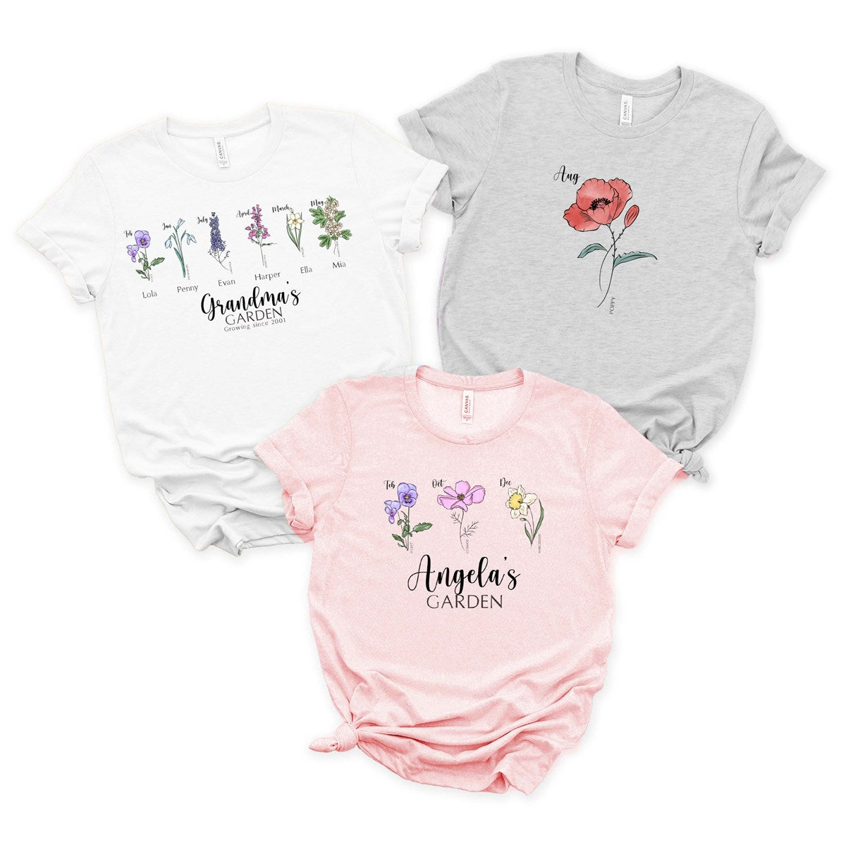 Bella Custom Birth Month Flower Tees