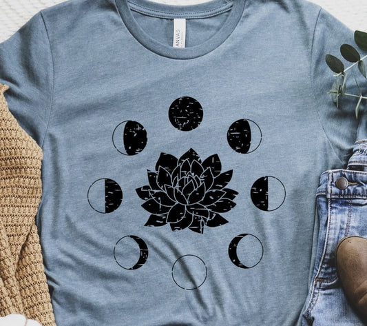 Lotus With Moon Phases Tee