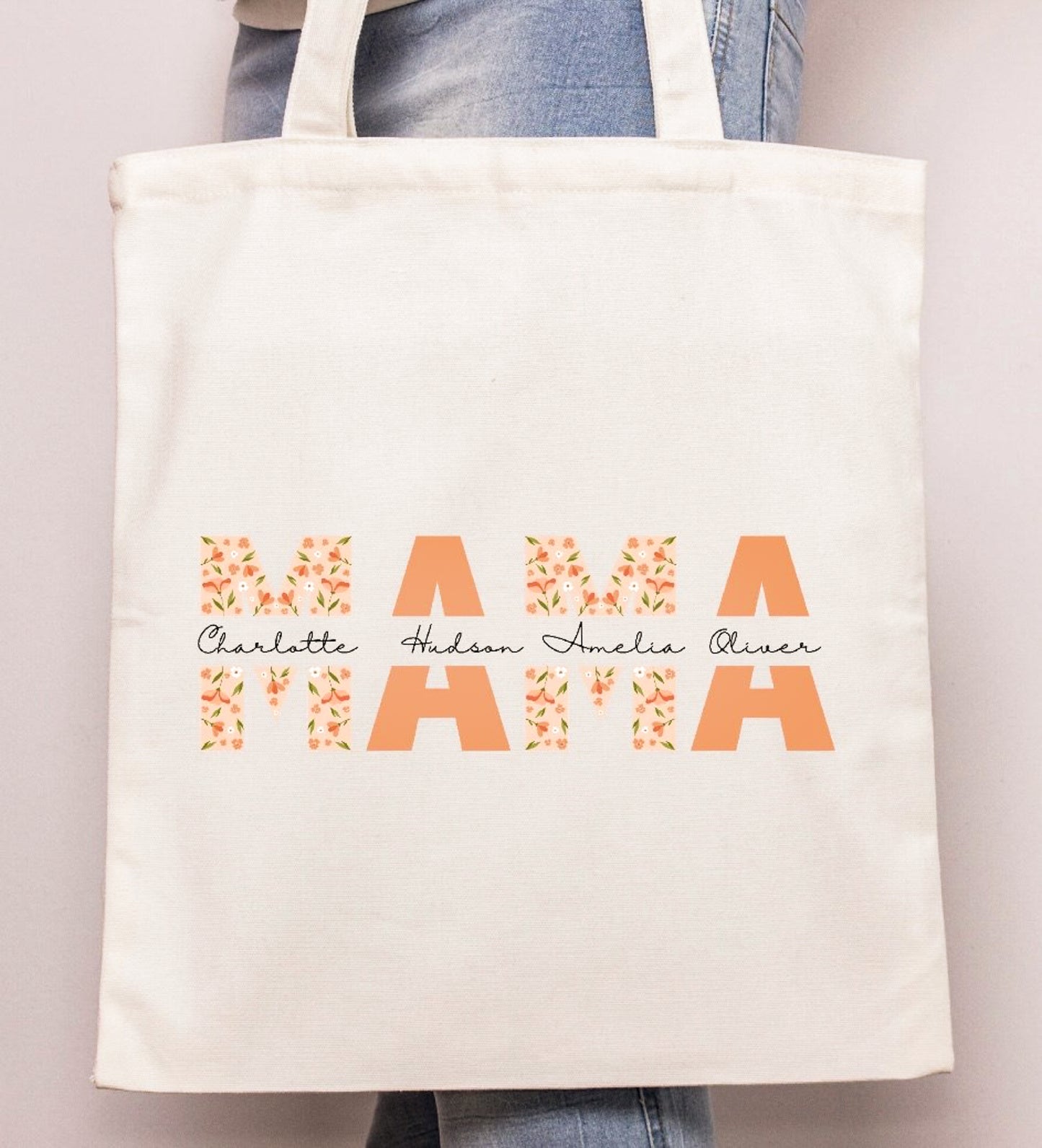 Personalized Boho Mama Canvas Bags