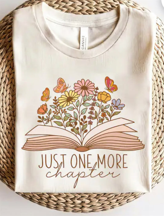 Just One More Chapter Book With Flowers Tee
