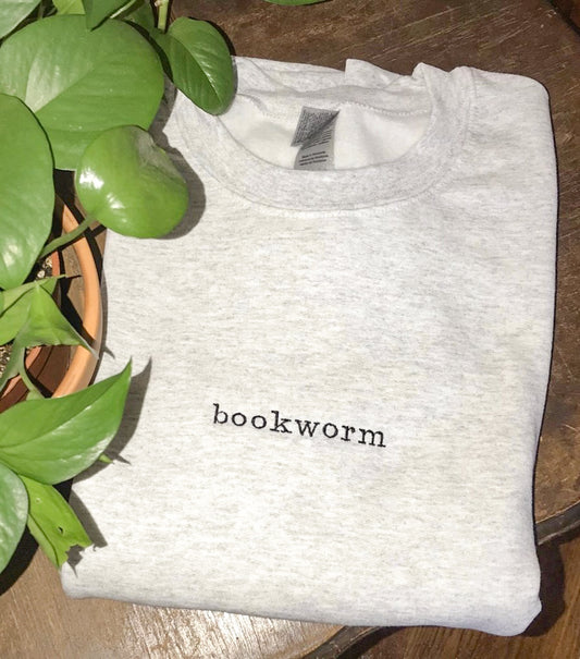 Bookworm Embroidered Crew Sweatshirt