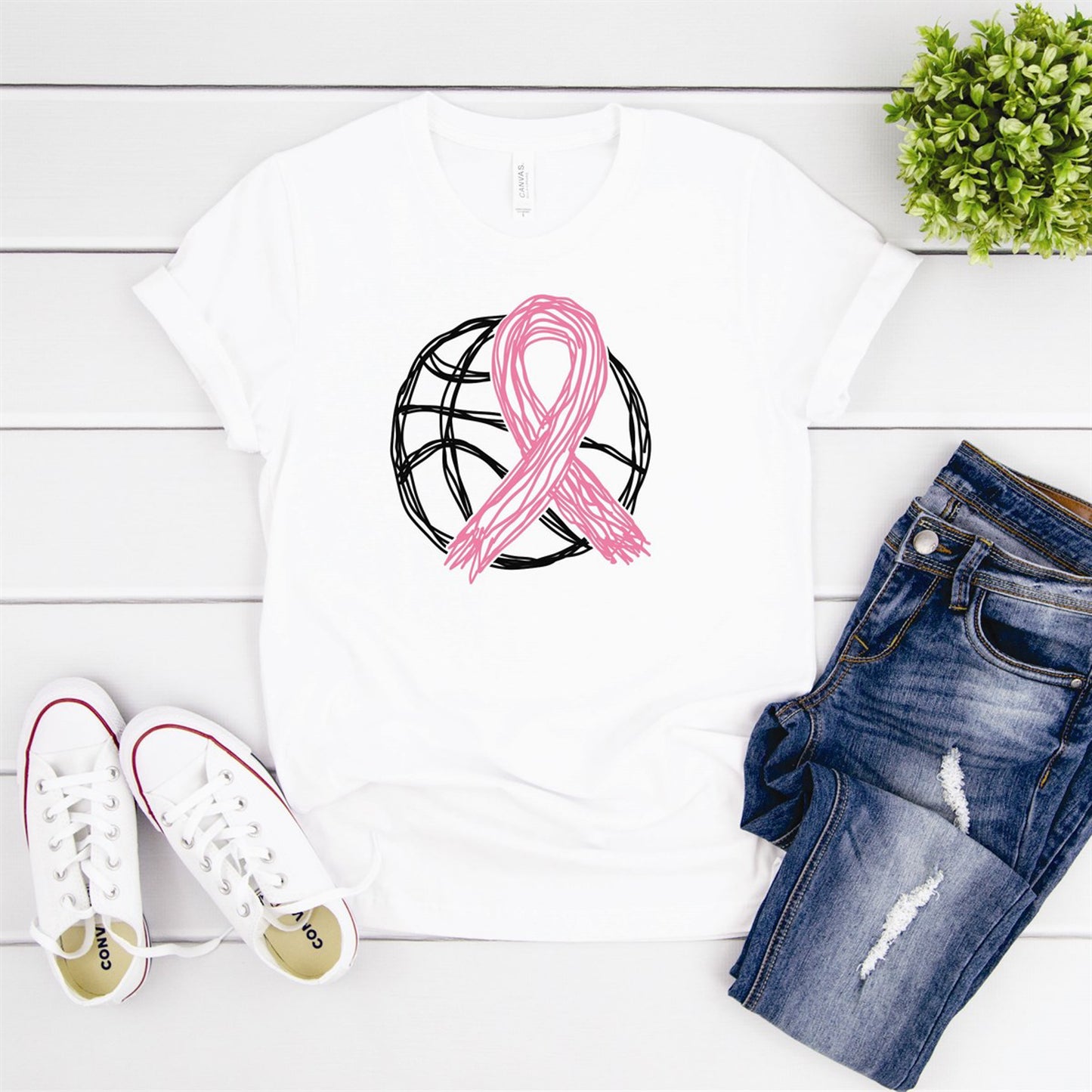 Basketball Breast Cancer Awareness Tee