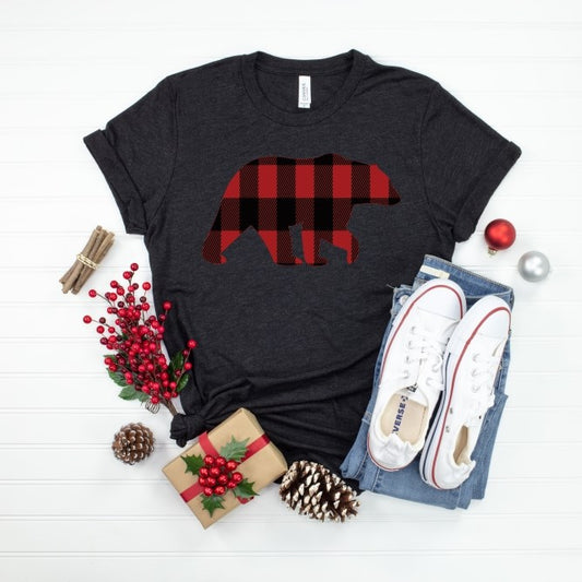 Buffalo Plaid Bear Tee