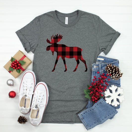 Buffalo Plaid Moose Tee