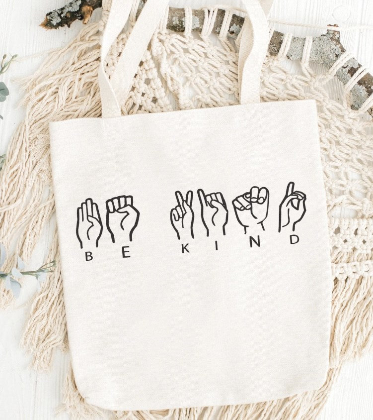 Be Kind ASL Canvas Bag