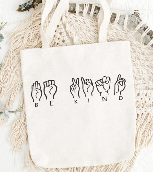 Be Kind ASL Canvas Bag