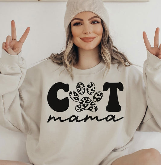 Cat Mama Crew Sweatshirt