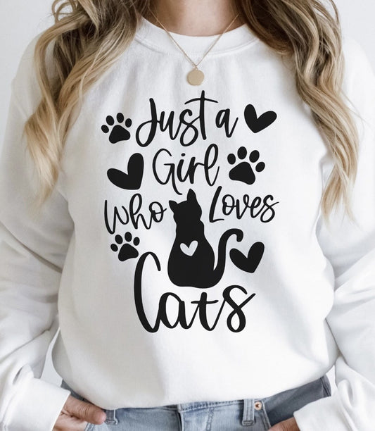 Just A Girl Who Loves Cats Crew Sweatshirt
