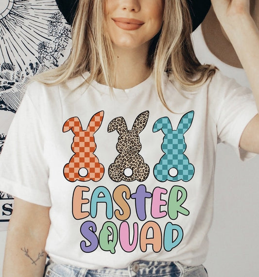 Easter Squad With 3 Patterned Bunnies Tee