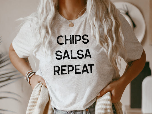 Chips Salsa Repeat Tee