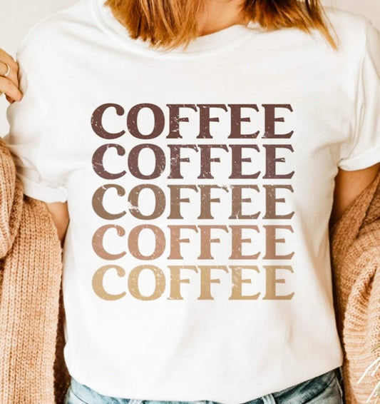 Coffee Coffee Coffee Stacked Tee