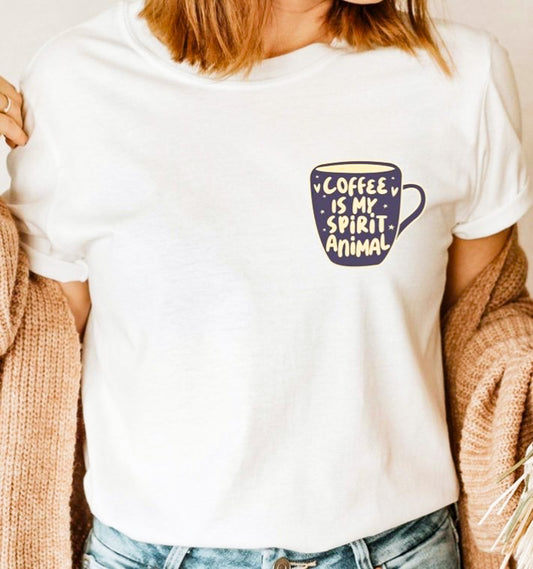 Coffee Is My Spirit Animal Pocket Logo Tee