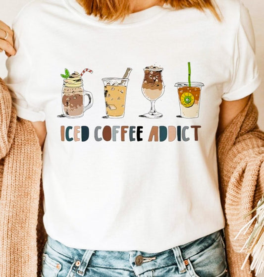 Iced Coffee Addict With 4 Coffees Tee