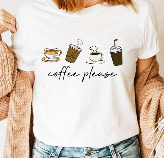 Coffee Please With 4 Different Coffees Tee