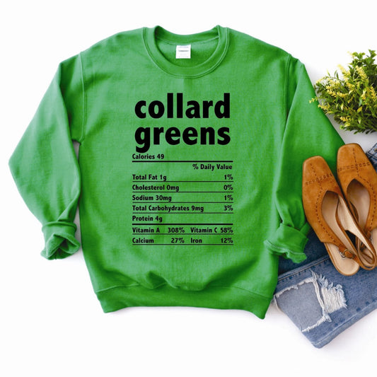 Collard Greens Nutrition Facts Crew Sweatshirt