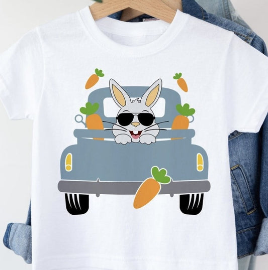 Bunny In Truck With Carrots Tee