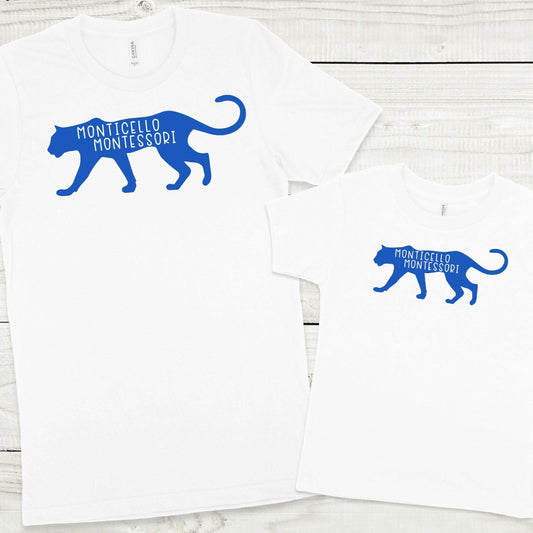 Monticello Cougar Silhouette Design: Tees, Crews, Hoodies: Adult & Youth Sizes