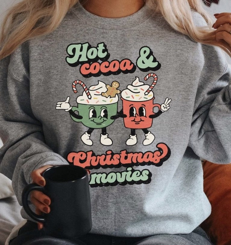 Hot Cocoa & Christmas Movies Crew Sweatshirt