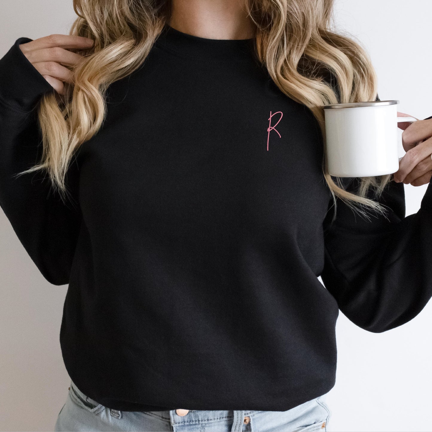 Custom Letter Embroidered Crew Sweatshirts