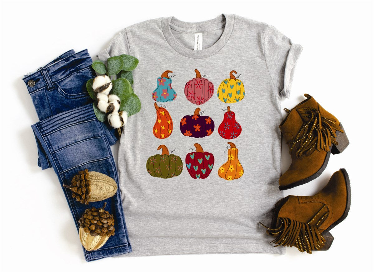 9 Colorful Patterned Pumpkins Tee