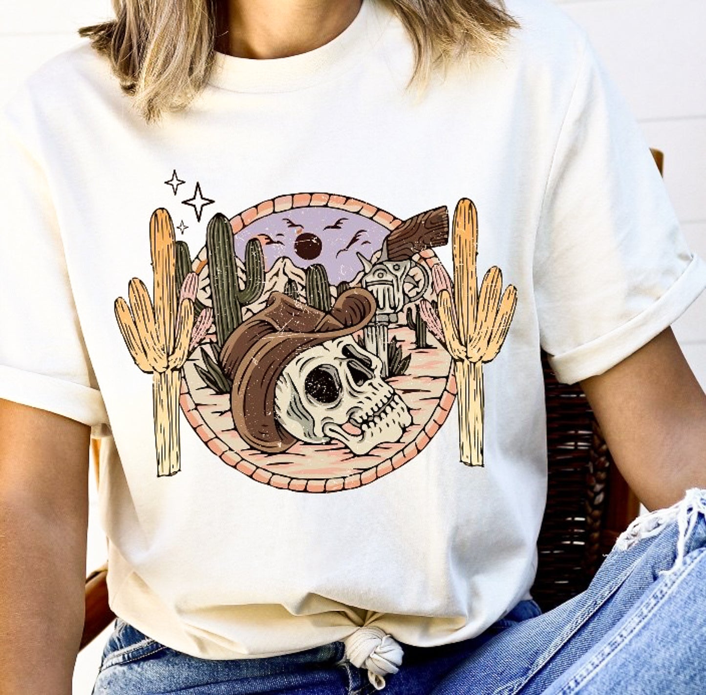 Cowboy Skull In Desert Tee