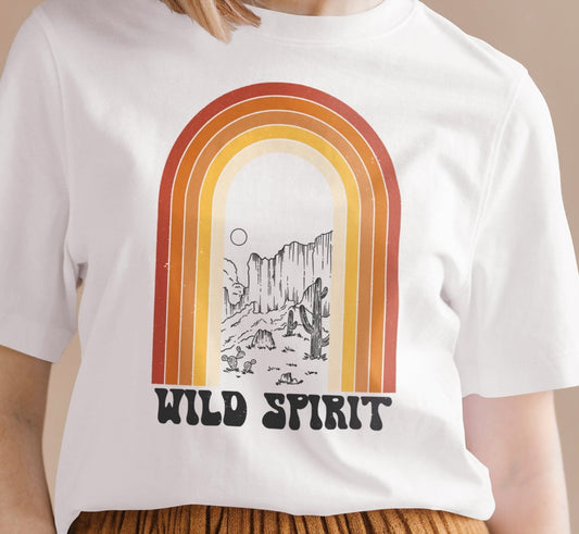 Wild Spirit With Rainbow & Desert Scene Tee