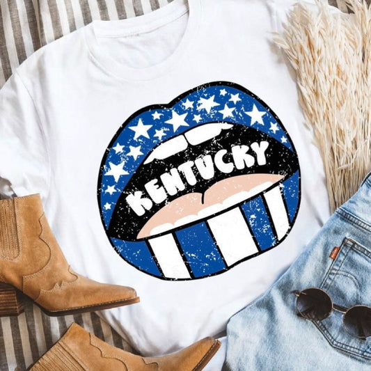 Custom State Name Distressed Lips Tees