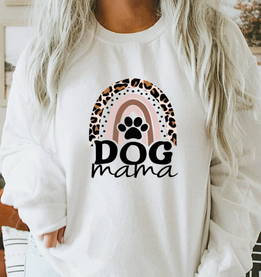 Dog Mama With Rainbow T-Shirt or Crew Sweatshirt