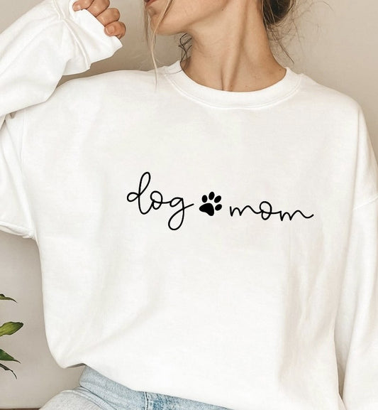 Dog Mom With Paw T-Shirt or Crew Sweatshirt
