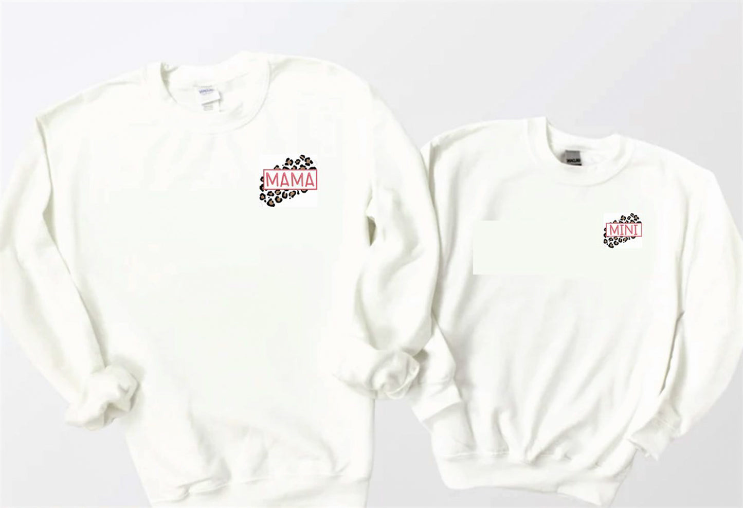 Mama Leopard Print Embroidered Pocket Logo T-Shirt or Crew Sweatshirt
