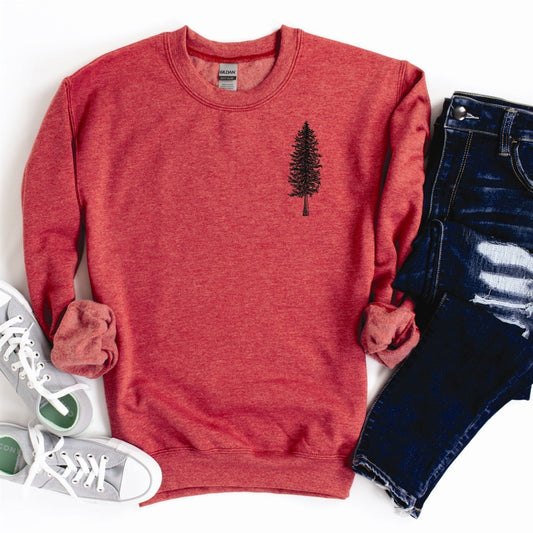 Single Evergreen Tree Pocket Logo Crew Sweatshirt