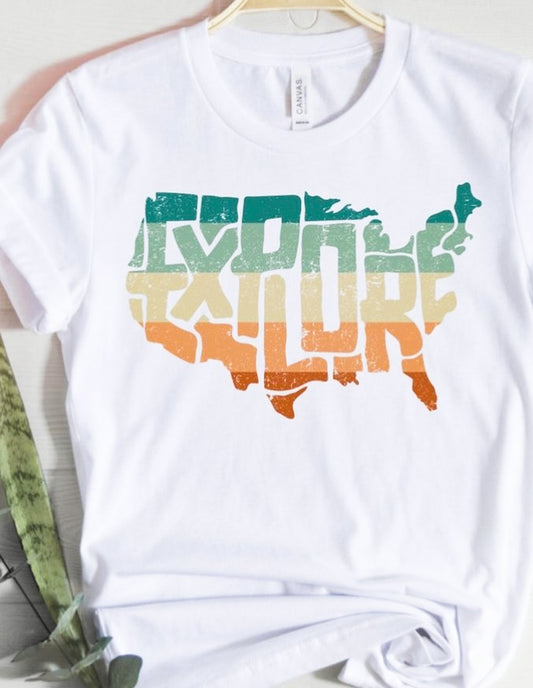 Explore Striped US Map Tee
