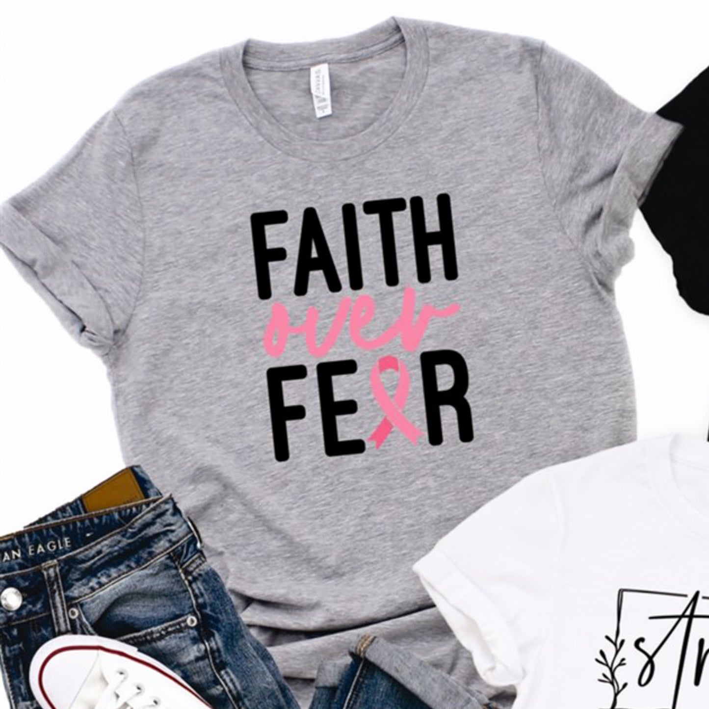 Faith Over Fear Breast Cancer Tee