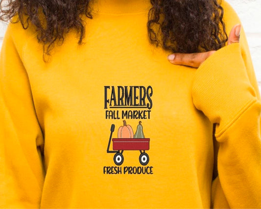 Farmers Fall Market Bella Embroidered Crew Sweatshirt